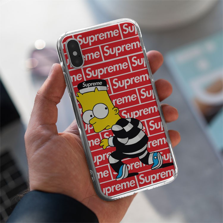 Ốp lưng Simpson tẩu thoát SUPREME cho Iphone 5 6 7 8 Plus 11 12 Pro Max X Xr 30