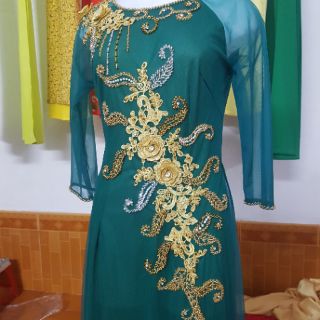 Áo dài mẹ cô dâu voan lưới ( may đo theo số đo )
