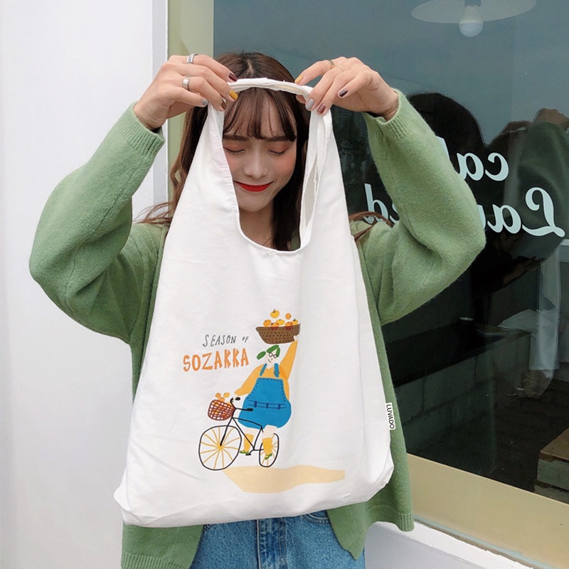 Túi đeo chéo canvas liền thân hoạ tiết ngộ nghĩnh 282