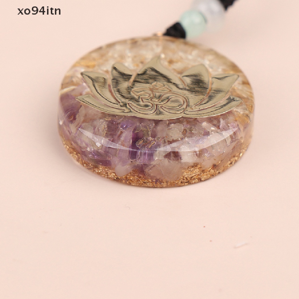 【tn】 Orgonite Amethyst Energy Pendant Yoga Lotus Orgonite Handcraft Necklace Pendant .