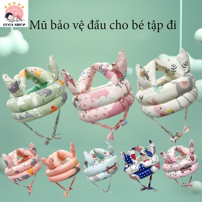 Mũ Bảo Vệ Đầu Cho Bé Tập Đi ,Tập Bò Họa Tiết Siêu Xinh