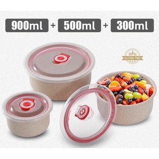 SET 3 BÁT LÚA MẠCH CÓ NẮP HÚT CHÂN KHÔNG