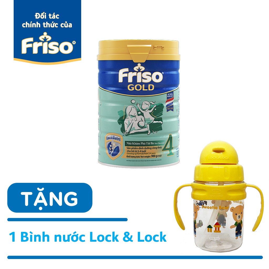 Sữa Friso Gold 4 Lon 900g, Hà Lan(2-4 tuổi) date 2021 tặng bình friso có tay cầm
