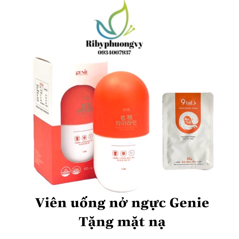 Viên Uống Nở Ngực Genie Boom Fat Yline Hàn Quốc Tăng Vòng 1 Hỗ Trợ Giảm Chảy Xệ Kích Thước Săn Chắc Hộp 60v