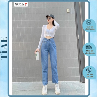 Quần bò nữ, Quần Baggy jean nữ lưng cao phong cách