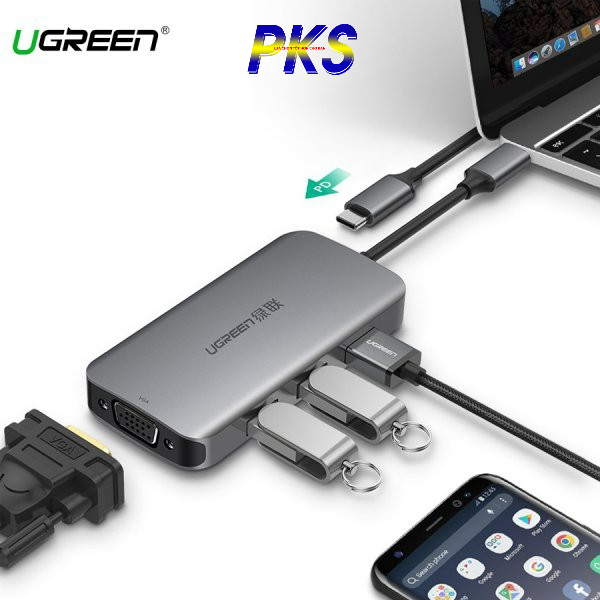 Cáp USB Type C to VGA, Hub USB 3.0 cao cấp Ugreen 50210 - Hàng chính hãng