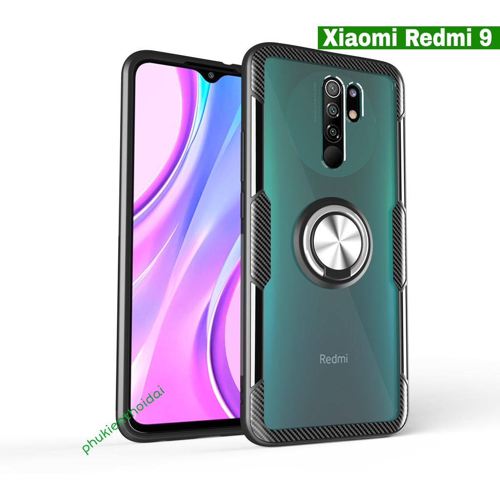 Ốp lưng Xiaomi Redmi 9 giá đỡ Iring lưng trong viền màu thời trang cao cấp