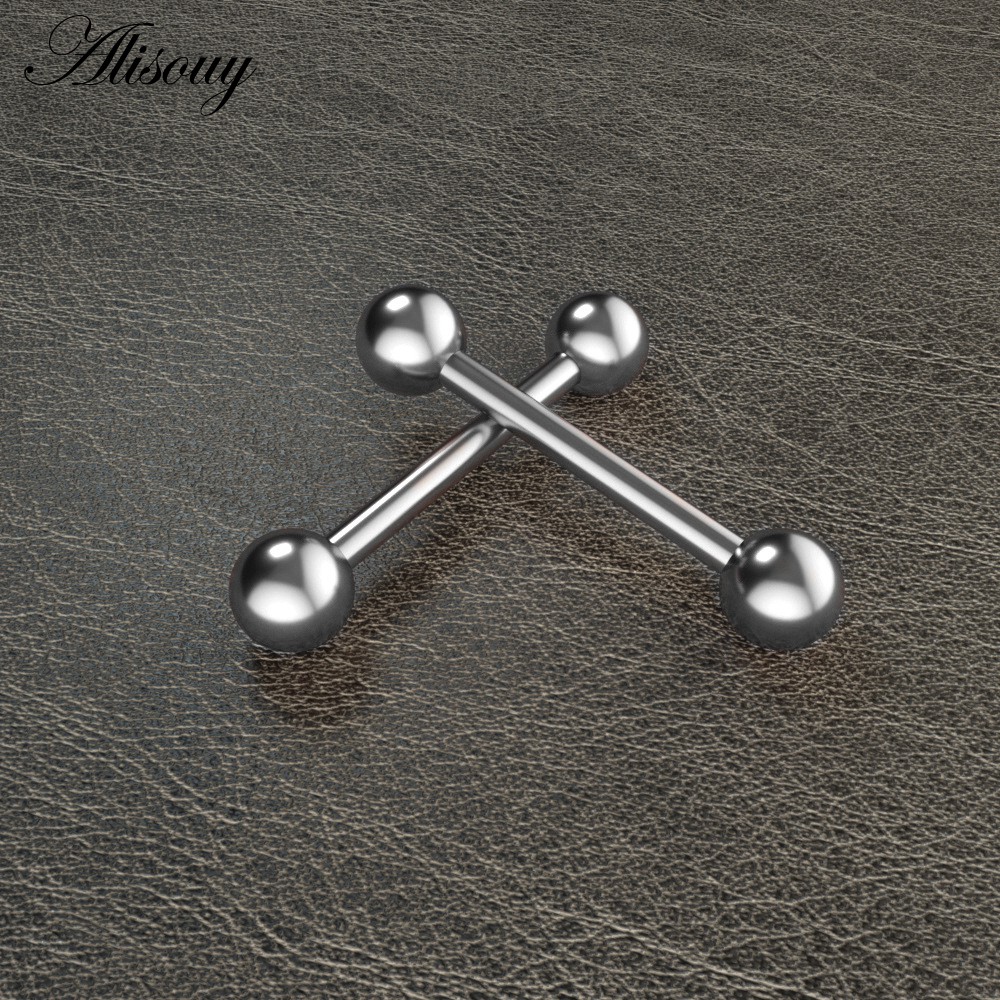 Alisouy Set 2 Khuyên Lưỡi Bằng Thép Không Gỉ 14g Cá Tính