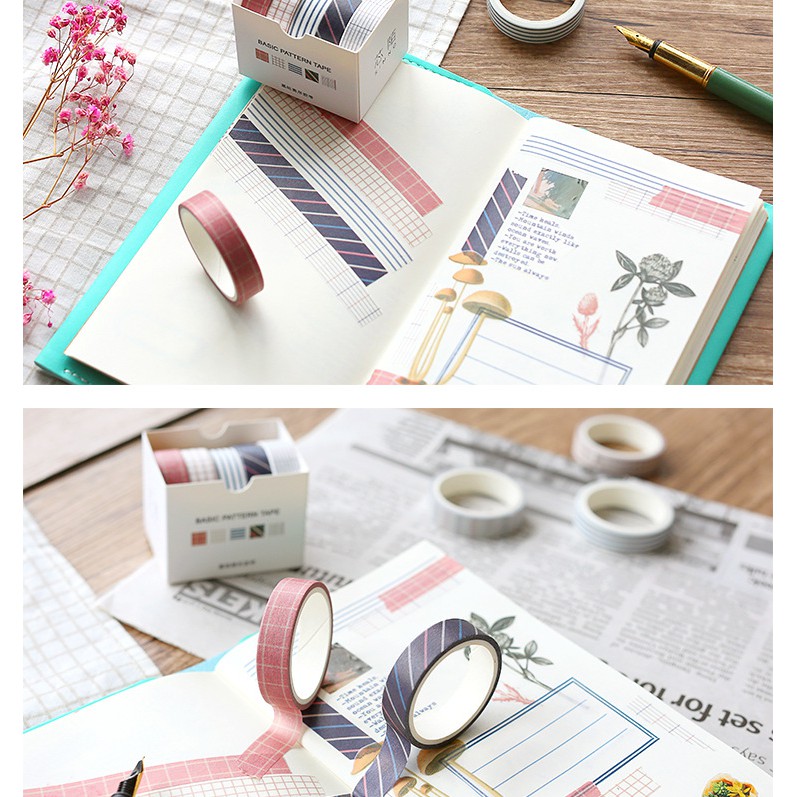 Washi tape set 5 cuộn Simno kích thước 10mm x3m