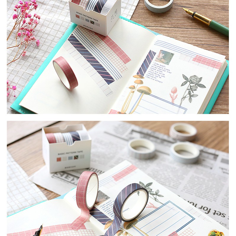 Washi tape set 5 cuộn Simno kích thước 10mm x3m