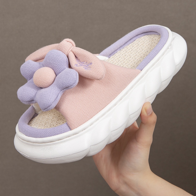 Dép Vải Lanh Mềm Thấm Hút Mồ Hôi In Hình Hoa Hướng Dương Dễ Thương Cho Nữ