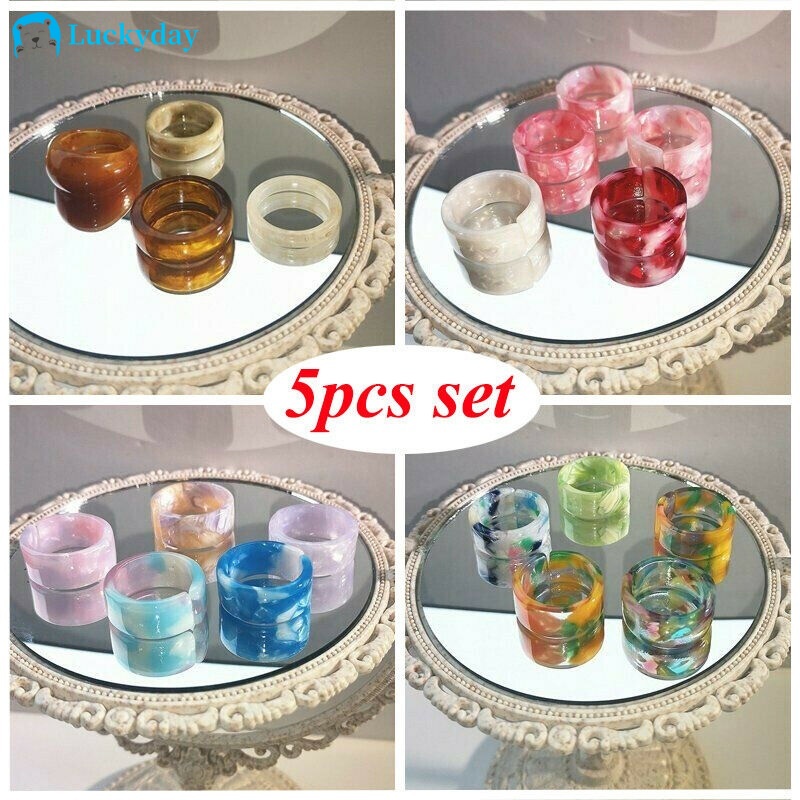 Set 5 nhẫn đính đá thiết kế độc đáo thời trang cho nữ