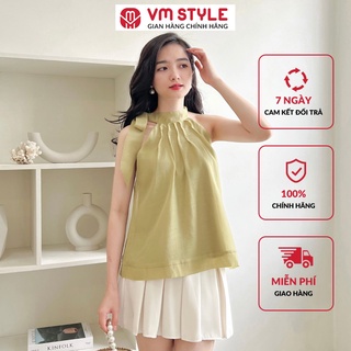 Áo kiểu cổ yếm VMSTYLE cột nơ bên chất voan 2 lớp 030257 22SU05DH3101 ASU00099