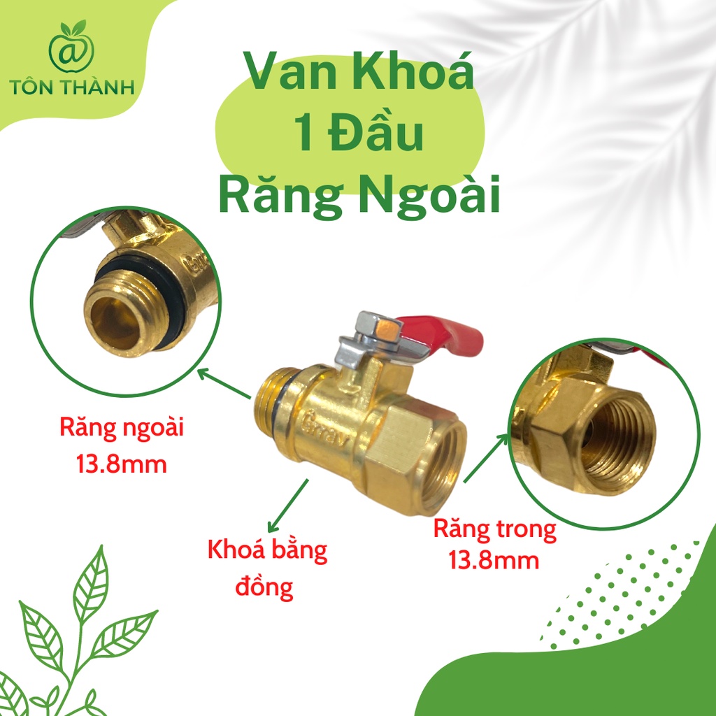 VAN KHÓA NƯỚC KHÓA HƠI VAN BI ĐỒNG 1 ĐẦU 2 ĐẦU RĂNG ĐÀI LOAN