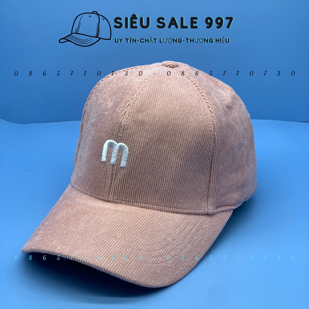 NÓN KẾT NHUNG GÂN THÊU CHỮ M THỜI TRANG NAM NỮ ĐƠN GIẢN ĐẸP PHONG CÁCH HÀN QUỐC