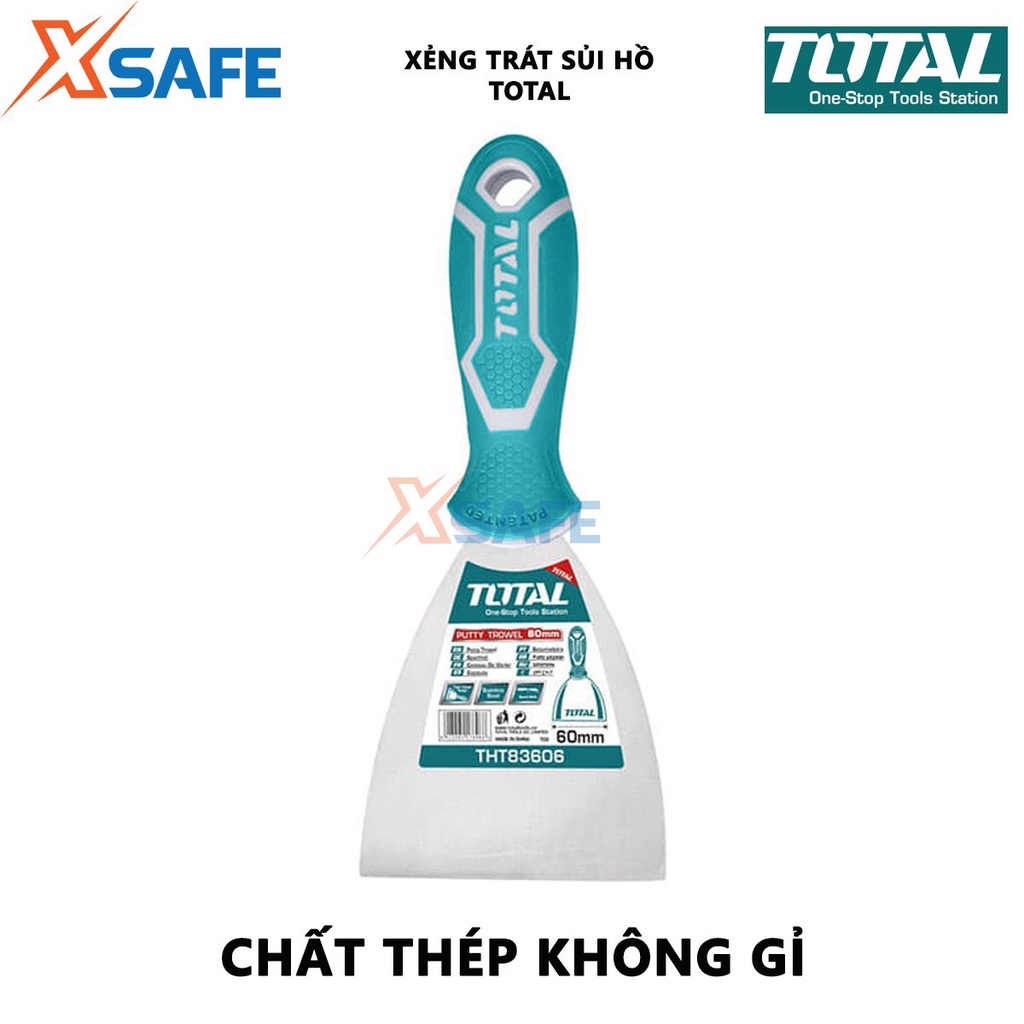Bay sủi sơn TOTAL | xẻng trát sủi hồ quy cách 60 - 150mm tay cầm bằng nhựa chắc chắn dùng để làm phẳng những bề mặt sau