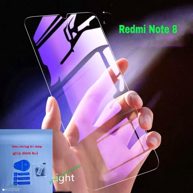 Cường lực tím UV Redmi Note 8 FREESHIP Từ 50k chống hại mắt  ( tặng keo mép )