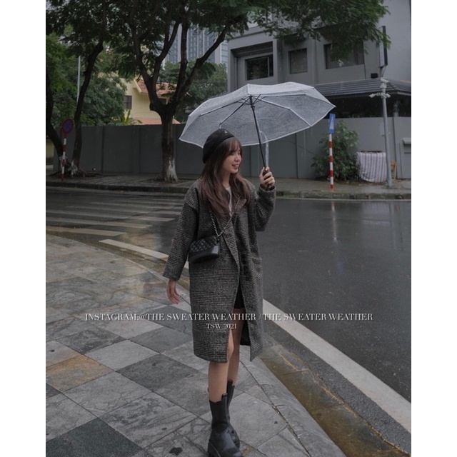 (Ảnh thật) Áo khoác dạ kẻ dáng dài có lớp lót, dày dặn the.sweaterweather TSW | BigBuy360 - bigbuy360.vn