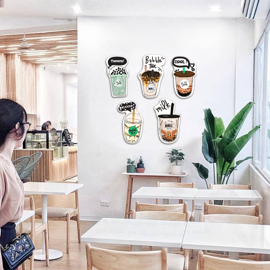 BỘ TRANH 3D Trà sữa trang trí quán - Set 5 tranh | BigBuy360 - bigbuy360.vn