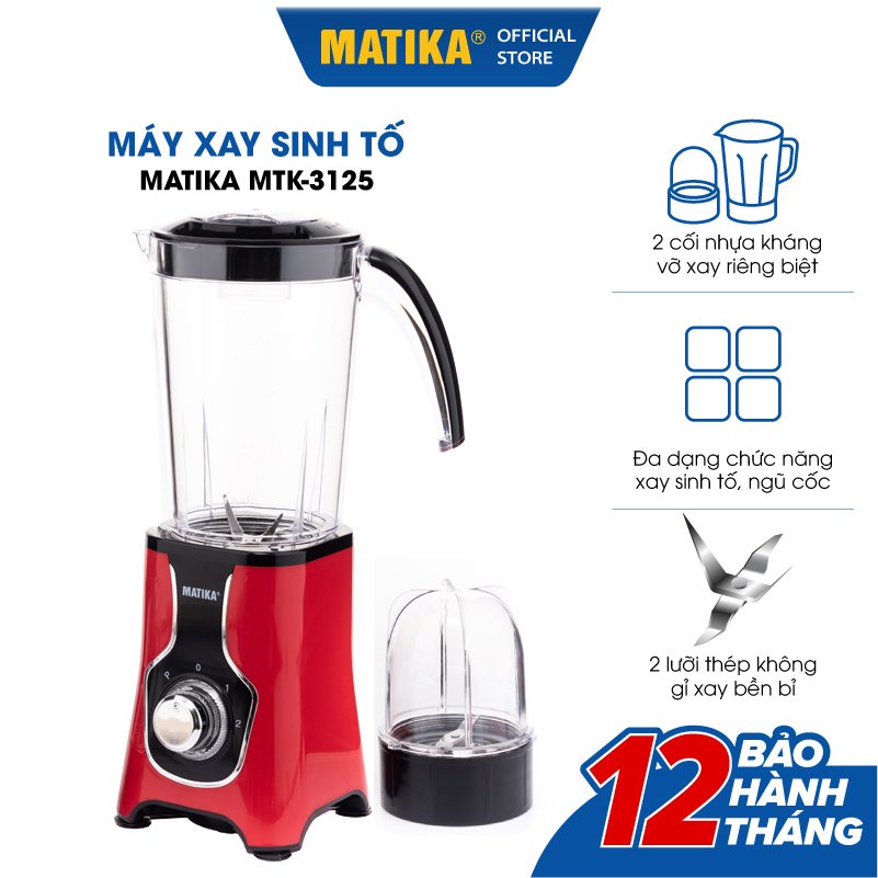 Máy Xay Sinh Tố Đa Năng MATIKA 220W 2 Cối MTK3125