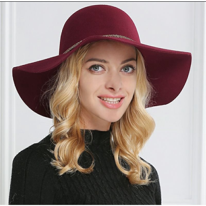 Mũ nỉ rộng vành nón rộng vành nữ đẹp fedora Lh 0917399527