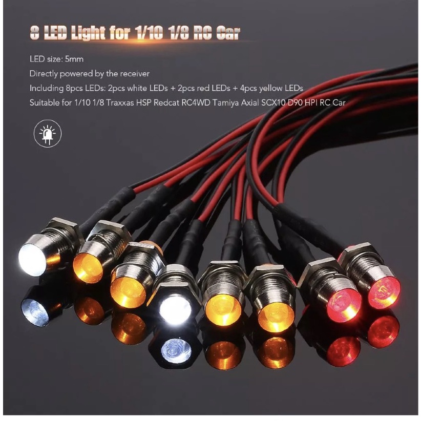 Đèn led 8 bóng đủ màu cho xe điều khiển RC