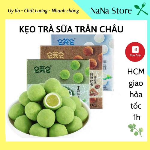 Kẹo trà sữa trân châu Đài Loan 68g vị cà phê, matcha