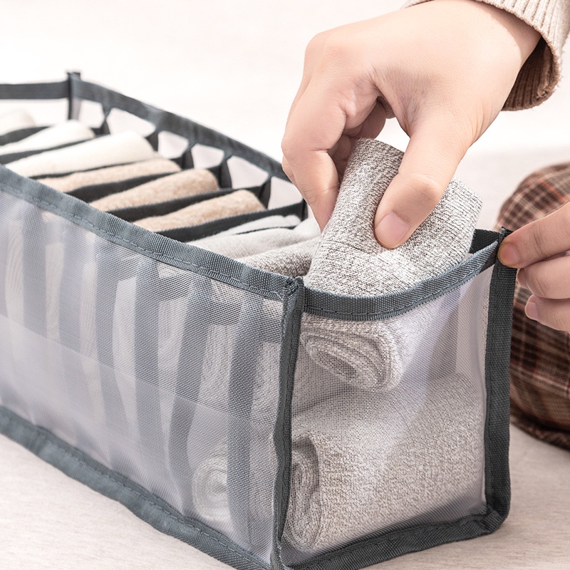 Túi đựng quần áo, tất, đồ lót 7 ngăn - Hộp vải đựng đồ đa năng có thể gấp gọn