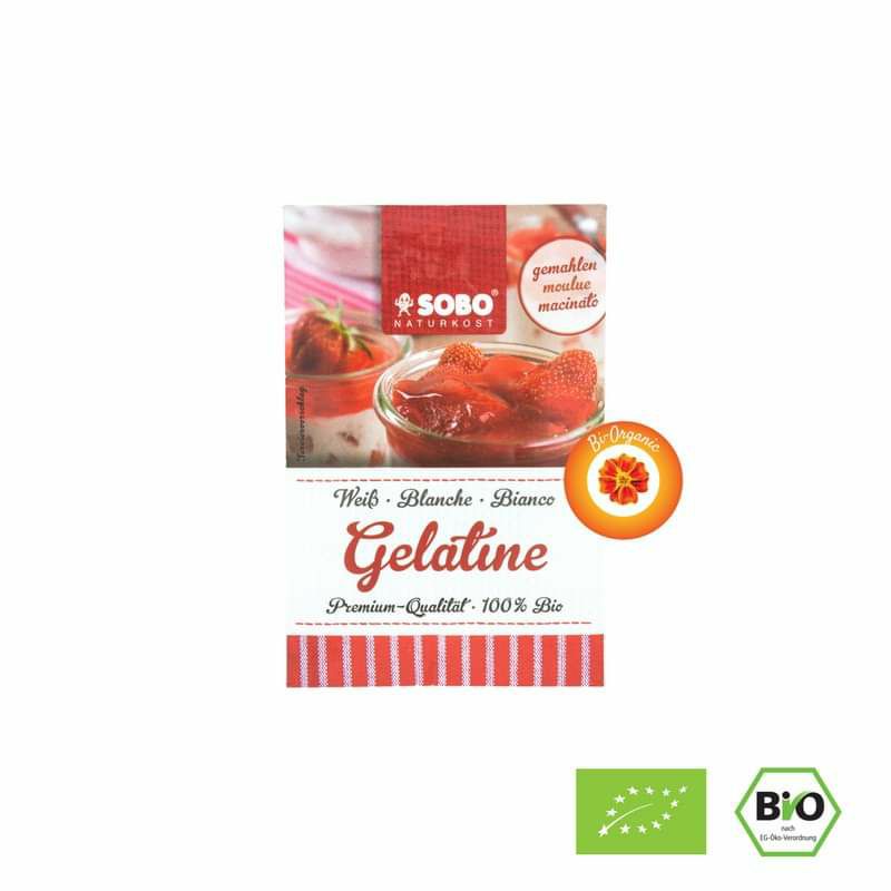 Bột lá Gelatine hữu cơ Sobo Đức làm thạch pudding rau câu bánh kẹo cho bé ăn dặm