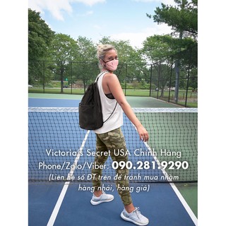 (Balo 40) Ba lô rút thể thao, tập gym, màu đen, phối túi lưới - KT 39x42cm - Hàng nhập Victoria's Secret USA