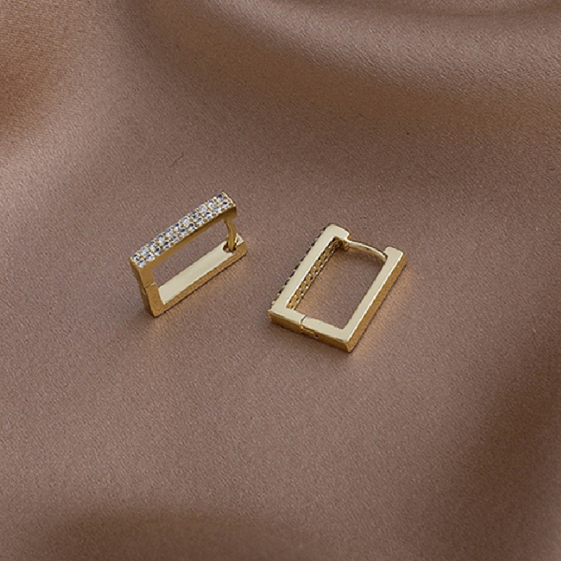 Bông tai mạ bạc 925 hình vuông thiết kế đơn giản phong cách Hàn Quốc mới