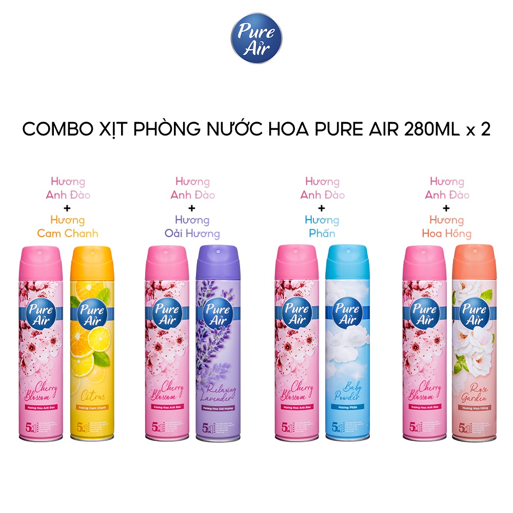 [10.10 - ĐƠN 249K NHẬN QUÀ 0Đ] Combo 2 chai xịt phòng nước hoa Pure Air 280ml/chai