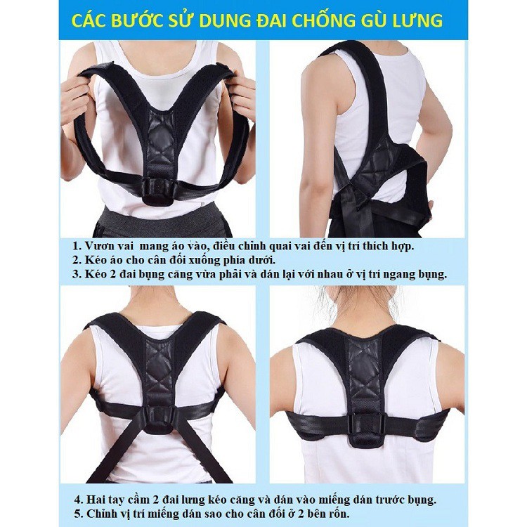 Đai chống gù lưng Công Nghệ Nhật Bản Giữ vai thẳng cố định, tránh tình trạng vai ngả về trước làm cong cột sống