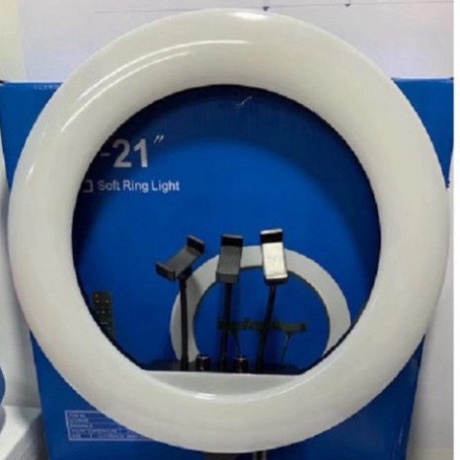 Đèn Livestream size 54 cm + chân 2m1+điều khiển+3 kẹp điện thoại, hỗ trợ chụp ảnh make up trang điểm nhiều chế độ sáng