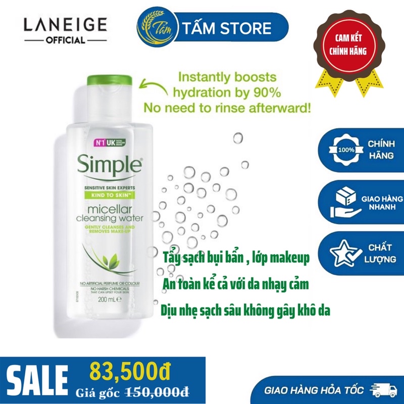 Nước Tẩy Trang SIMPLE 200ML - CHÍNH HÃNG