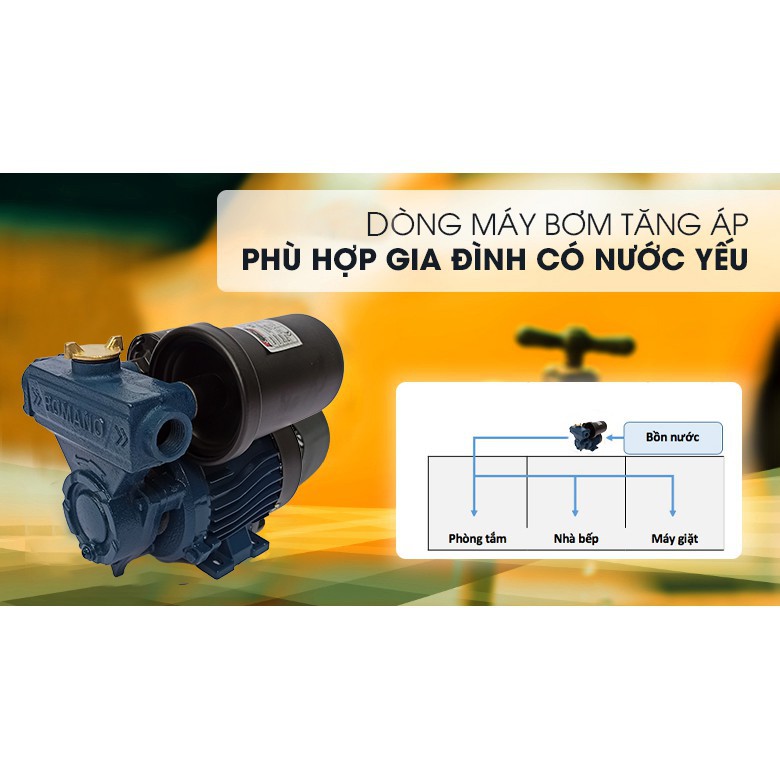 Máy Bơm Nước Tăng Áp ROMANOL150w bơm tự động Cả Đẩy Và Hút Cao 25-BH 12 Tháng