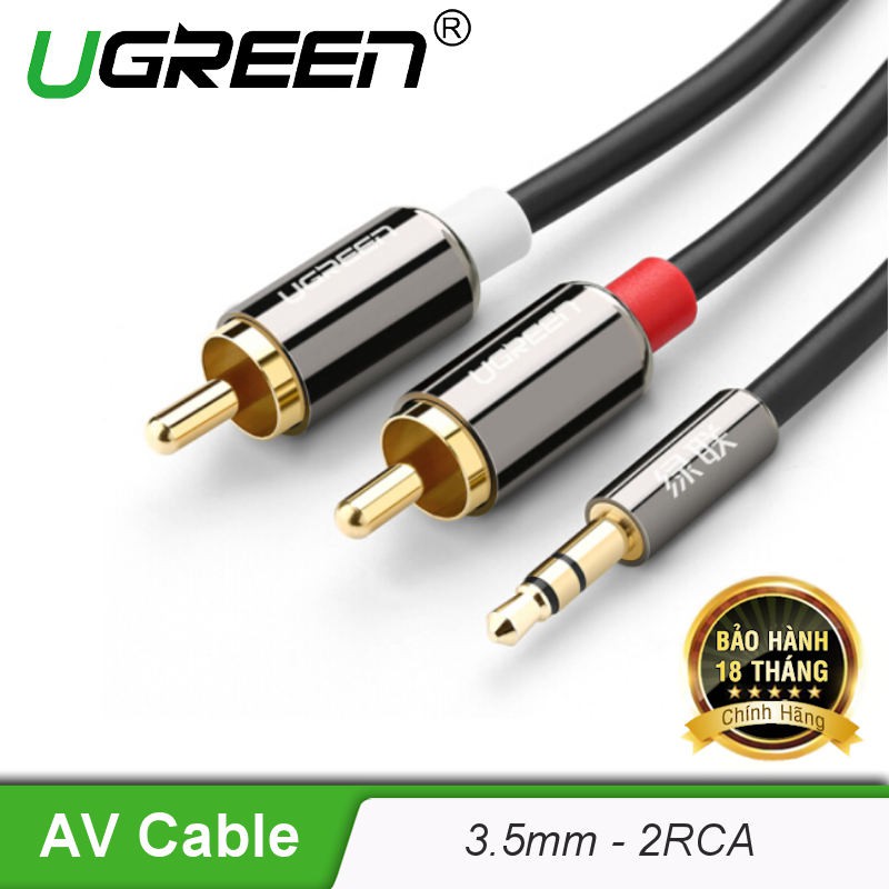 Dây Audio 3,5mm ra 2 đầu Hoa sen (RCA) UGREEN AV116 Hãng chính hãng