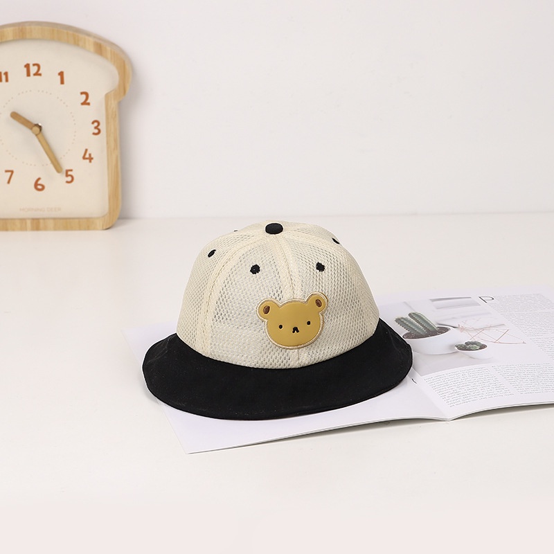 Mũ Tai Bèo Phối Lưới Thoáng Khí Họa Tiết Gấu Hoạt Hình Dễ Thương Cho Bé