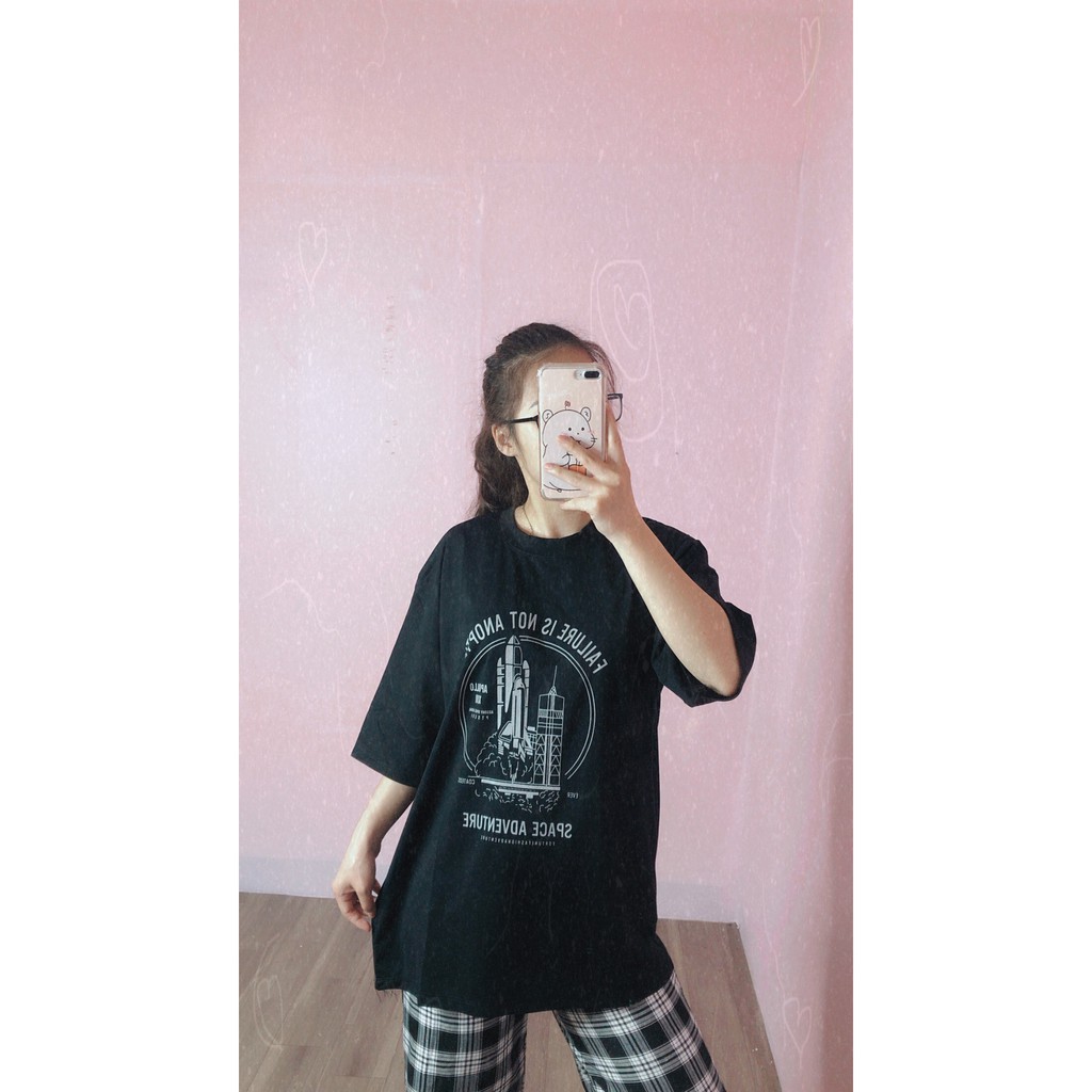 Set áo phông tay lỡ unisex họa tiết SPAKE phối quần suông ulzzang/ Áo thun nữ cộc tay dáng rộng quần kẻ sọc lưng thun | BigBuy360 - bigbuy360.vn