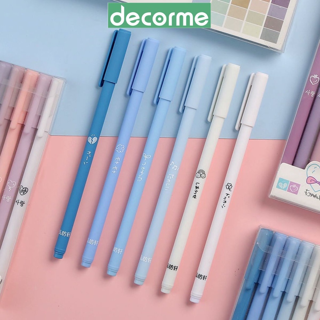 Bút gel mực đen 0.38 pastel Decorme Bút gel ngòi kim màu pastel xinh xắn Văn phòng phẩm