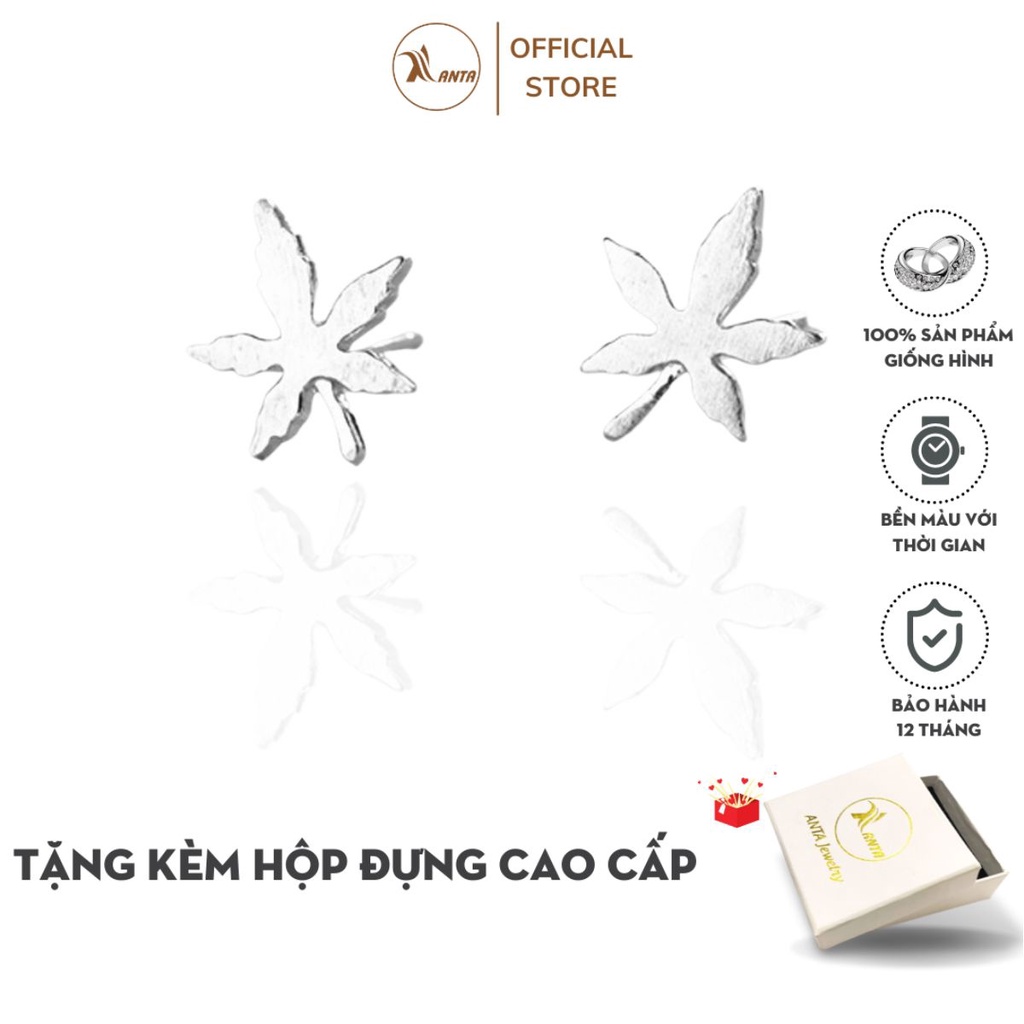 Khuyên tai bạc thiết kế hình lá phong 5 cánh ANTA Jewelry - ATJ7053