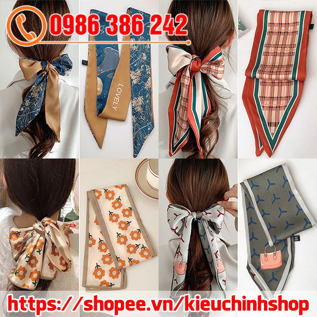 ⚡ Khăn Quàng Cổ Chất Liệu Lụa Nhiều Hoạ Tiết Phong Cách Hàn Quốc Size 100x8 cm