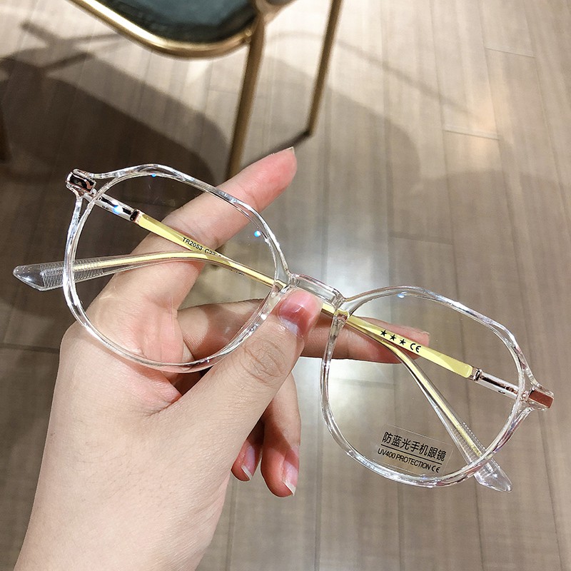 Mắt kính gọng đa giác chống ánh sáng xanh thời trang Hàn Quốc cổ điển cho nữ chất lượng cao