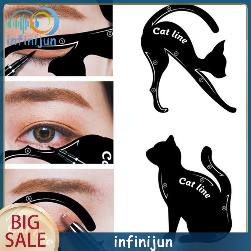 [Hàng mới về] Set 2 khuôn kẻ mắt lông mày thiết kế hình mèo tiện dụng chất lượng cao