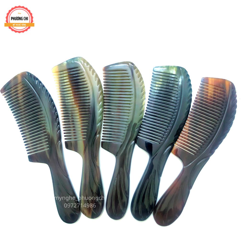 Lược sừng trâu khía màu đen hàng đẹp dài 20cm, lược chải tóc gỡ rối massage đầu | Mỹ nghệ phương chi