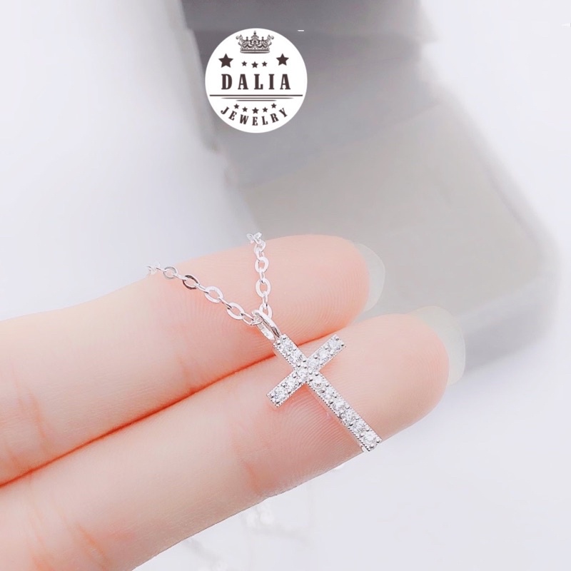 Dây chuyền thánh giá bạc nạm đá DaLiA Jewelry vòng cổ chữ thập đẹp basic bạc thật 925 không gỉ