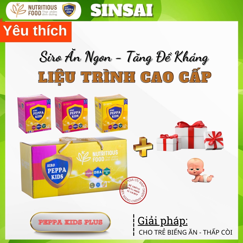 Siro ăn ngon cho bé PEPPA KIDS PLUS bổ sung Vitamin tăng sức đề kháng cho bé