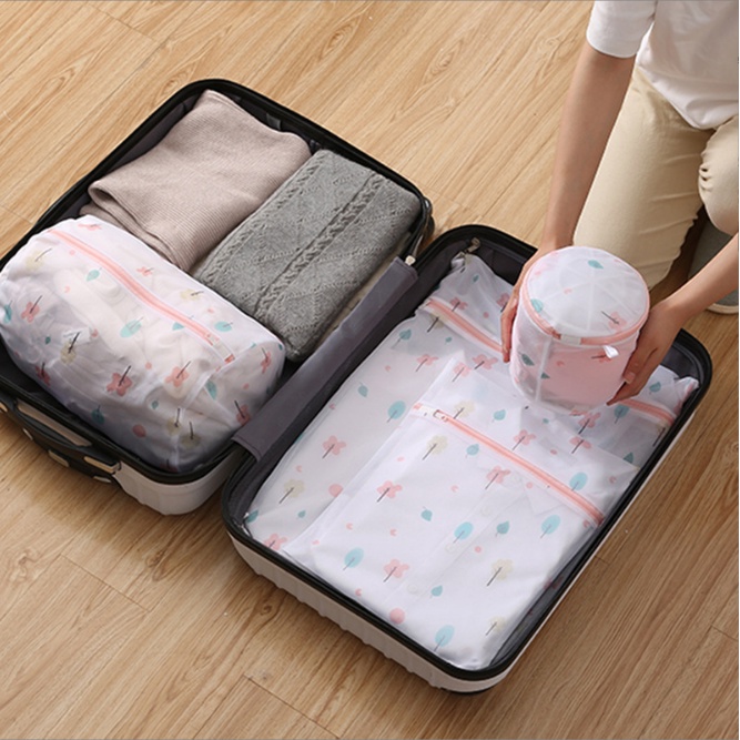 Túi giặt đồ cao cấp 2 lớp dày dặn họa tiết, túi lưới giặt quần áo, áo ngực, quần lót, vớ có khóa kéo chắc chắn