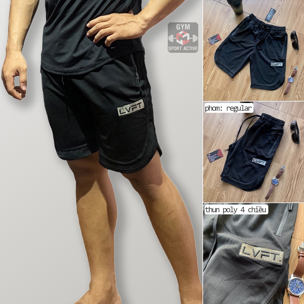 Quần short nam thể thao quần đùi tập gym nam short LVFT thun 4 chiều ( ảnh , vi deo thực tế)