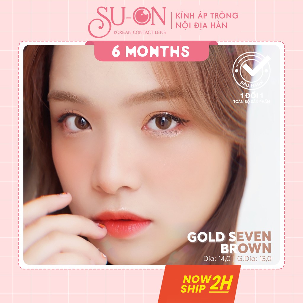 Lens cận nâu tự nhiên GOLD SEVEN, kính áp tròng Hàn Quốc chính hãng Lensme 14mm, độ ẩm cao cho mắt nhạy cảm